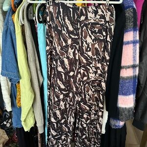 Zara Brown and Cream Camouflage Women's Pants